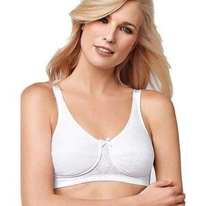Amoena 2114 Mastectomy Wireless Bra Pockets Bella Soft Cup White Sz 34B‎
